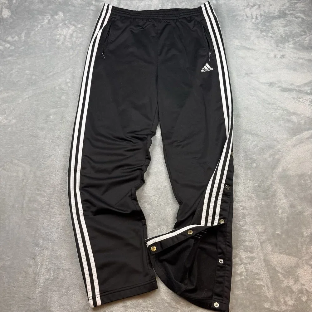adidas Black Track Pants with White Stripes